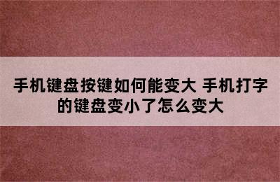 手机键盘按键如何能变大 手机打字的键盘变小了怎么变大